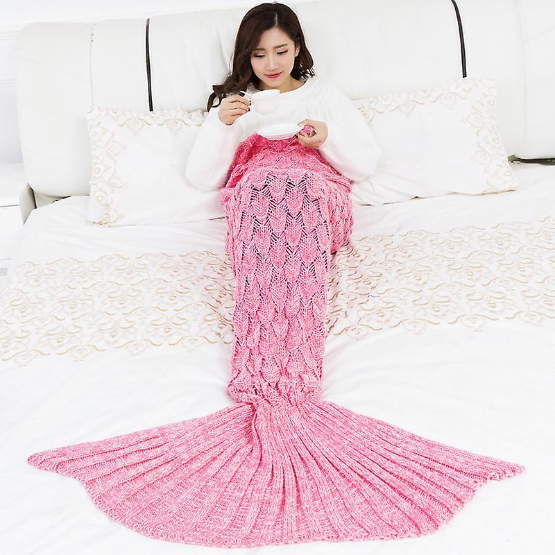 Fish Scale Knitted Mermaid Tail Blanket Chit t ldren s Blanket Pink Pink Walmart