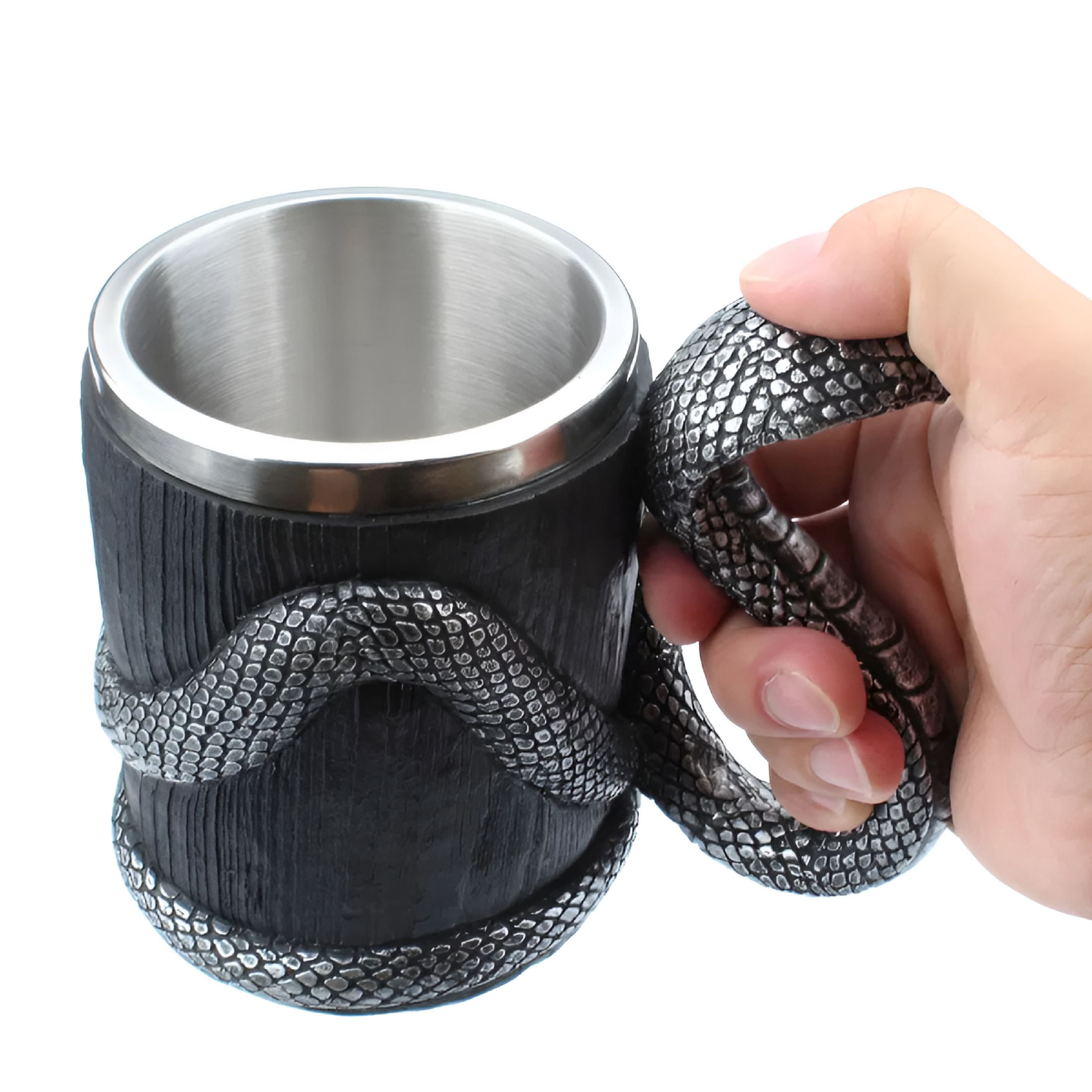 ACDANC 2026 New Snake Coffee Mug Cup Cobra Drinking Cups,Stainless Steel Beer Mug Espresso Cup Beverage Mug for Milk Coffee Ice Cream Tea Juice for Home,Office,Outdoor,Bar (Black)