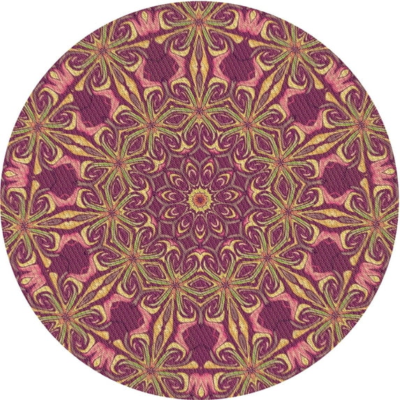 Ahgly Company Machine Washable Indoor Round Transitional Peru Brown Area Rugs, 3' Round