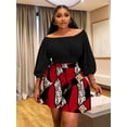 thumbnail image 5 of AURA Women Plus Size 2 Piece Outfit Summer Casual Top and Shorts Set Street Style, 5 of 6