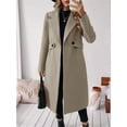 thumbnail image 4 of Women'S Winter Wool Blend Coat Lapel Mid Long Single Breasted Pea Coat Jacket Outwear Khaki L, 4 of 9