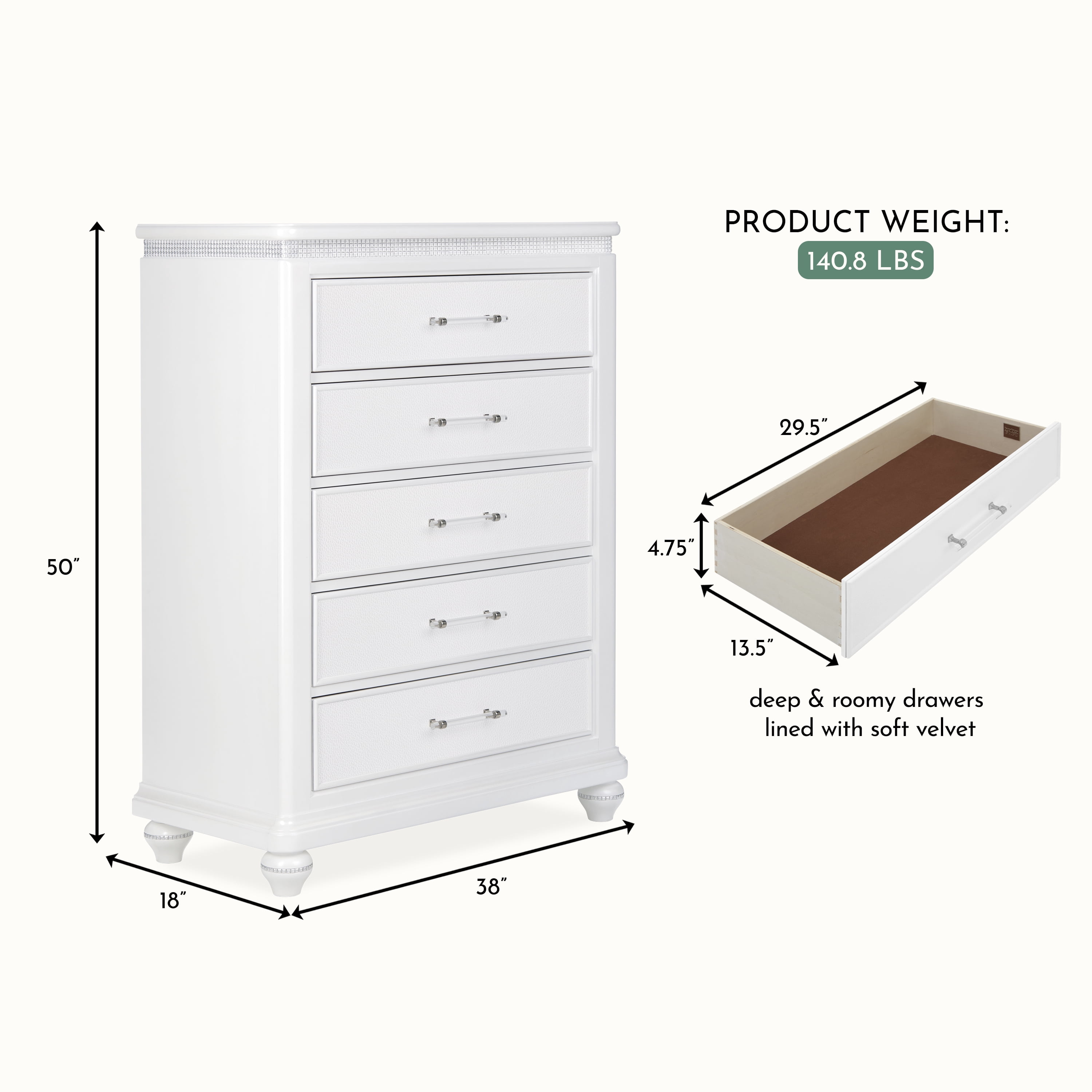 Evolur Nova Tall Chest, Stardust