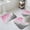 Pink, variant on Orange Grey Ombre Bath Mat 3 Piece Bathroom Rug Set, Modern Geometric Abstract Aesthetics Cream Non Slip Bath Rug Contour Mat and Toilet Lid Cover, Absorbent Shower Mats Soft Bath Rugs and Mats Sets