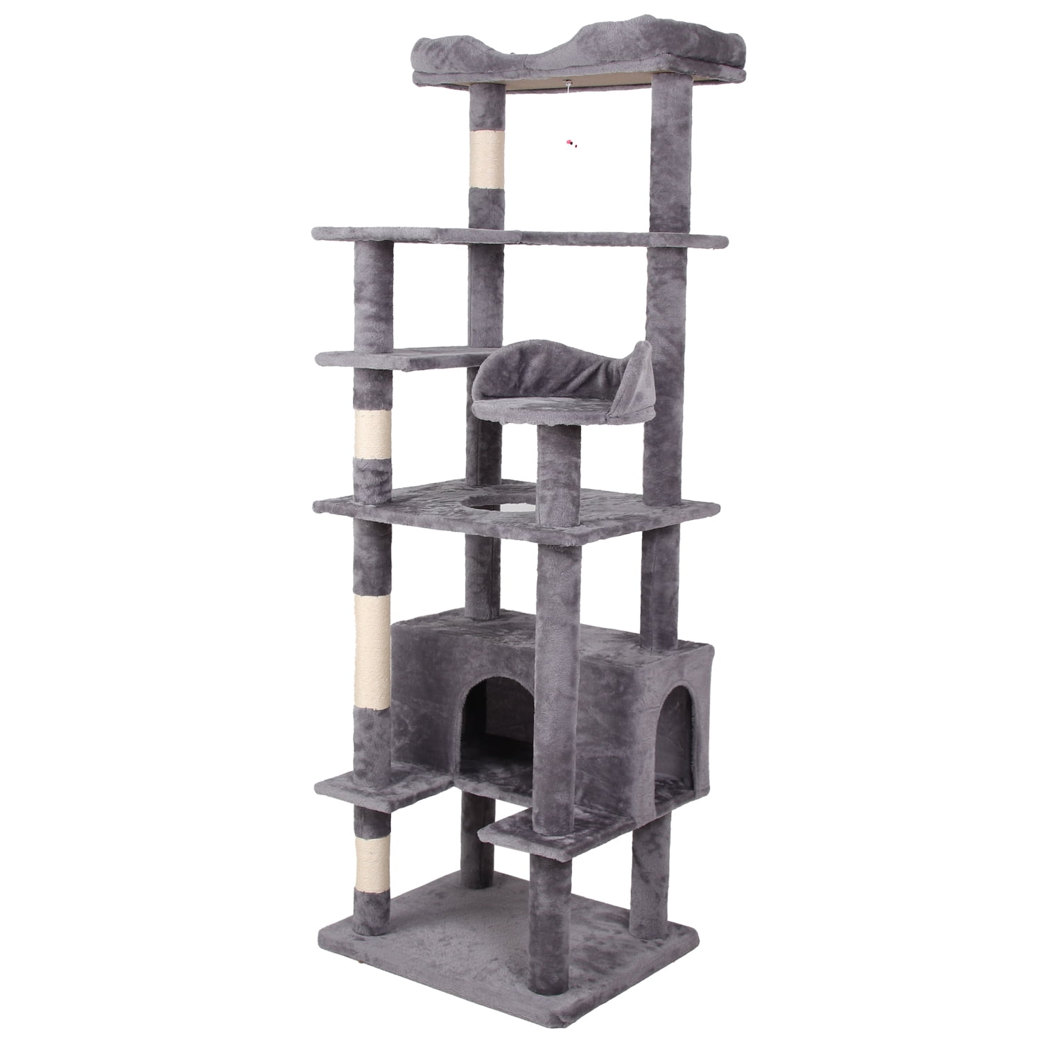 Pefilos 71" Multi-Level Cat Tree Tower for Indoor Cats, Cat Condo for Large Cats with Sisal-Covered Scratching Posts, Gray Pefilos 71" Multi-Level Cat Tree Tower for Indoor Cats, Cat Condo for Large Cats with Sisal-Covered Scratching Posts, Gray