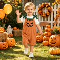 thumbnail image 5 of Shadoumai Halloween Romper Themed Casual Pumpkin Face Dungarees For Girls Romper Jumpsuit, Playful Adjustable Straps Daily Clothes Romper, 5 of 7
