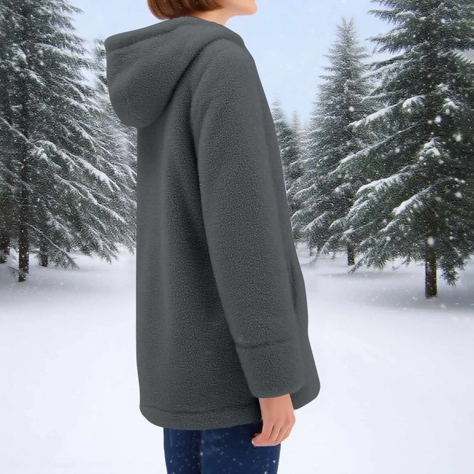 Cilsoka Womens Fleece Jacket Zip Up Sherpa Coats 2025 Oversized Long Sherpa Hoodie Fuzzy Jackets Warm Teddy Coat Winter Hooded Jackets with Pockets