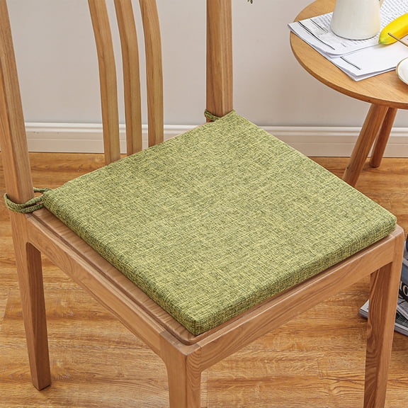 Linen Seat Cushion 16x16 Inch with Removable Washable Cover & Non-Slip Straps, 3 Inch Thick Chair Pad for Dining Chairs, Office Chairs, Kitchen Chairs