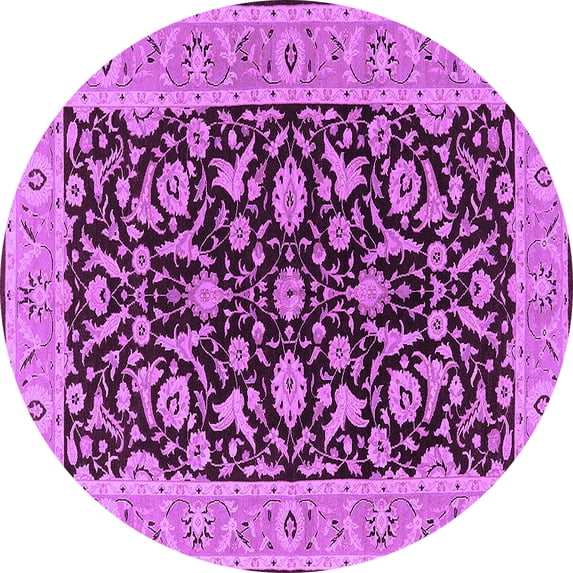Ahgly Company Indoor Round Oriental Purple Traditional Area Rugs, 3' Round