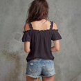 thumbnail image 6 of QGJZVUNL Womens Cold Shouler Going Out Tops Flowy Sleeve Tank Top Summer Outfits Casual V Neck T Shirts Size S, 6 of 6