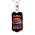 thumbnail image 5 of Best Truckin' Dad Ever Swivel Trucker Keychain Dog Tag Stainless Steel or 18k Gold, 5 of 10