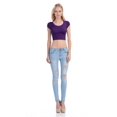 thumbnail image 4 of Women's fashion cropped short-sleeved T-shirt solid color slim top, 4 of 7