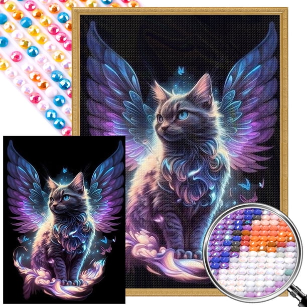 (ZQS423) Diamante AB Parcial Diamante Serie Animal Ángel Gato Diamante Resina 40 * 55 CM Tamaño Del Lienzo 45 * 60 CM