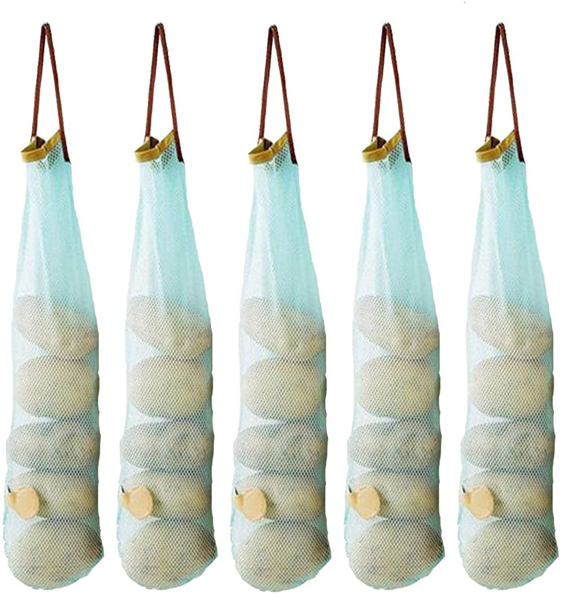 Garlic 6 pack Reusable Onions Storage Bags Potatoes Tomato,Pepper Garlics keeper Holder Hanging Fruit and Vegetable Mesh Net Bags 