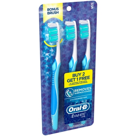 Oral-B 3D White Vivid Manual Toothbrush - Buy 2 Get 1 Free Pack (COLORS