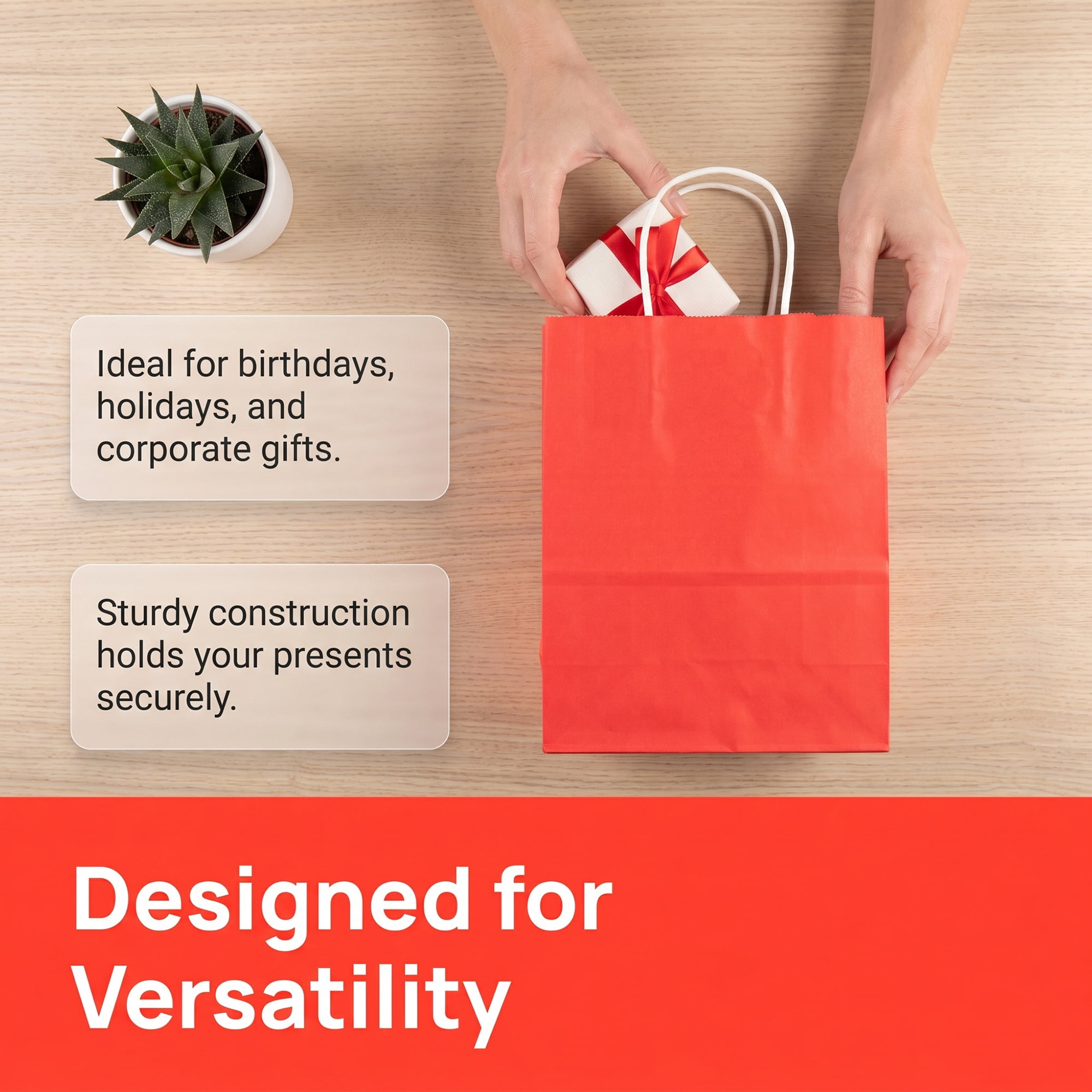 Unique Bargains 10Pcs Heavyweight Premium Gift Bags with Handles Red 8.3" x 4.3" x 10.6"