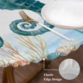 thumbnail image 3 of Seahorse Coastal Round Tablecloth, Fitted Table Cover with Elastic for 45"-54" Round Tables, Summer Beach Nautical Starfish Compass Table Cloth Outdoor Indoor Dinning Party Waterproof Tablecloths, 3 of 7