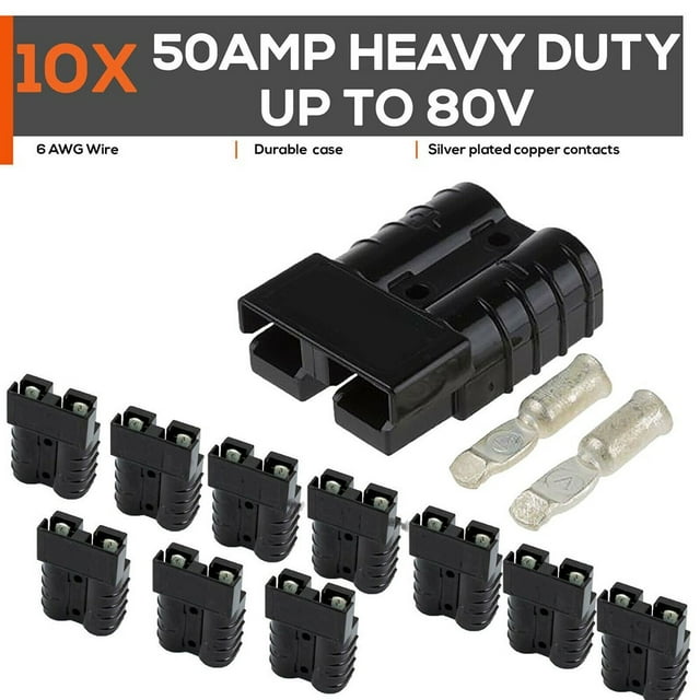 Bgsha 10PCS 50 Ampères pour les Outils Électriques 12-24V 6AWG DC de Type Anderson