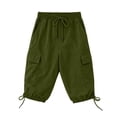 thumbnail image 6 of Vamuko Cargo Shorts Women Knee Length Baggy Bermuda Shorts 2026 Summer Drawstring Casual Capri Shorts Plus Size Loose Fit Capris with Pockets Army Green L, 6 of 8