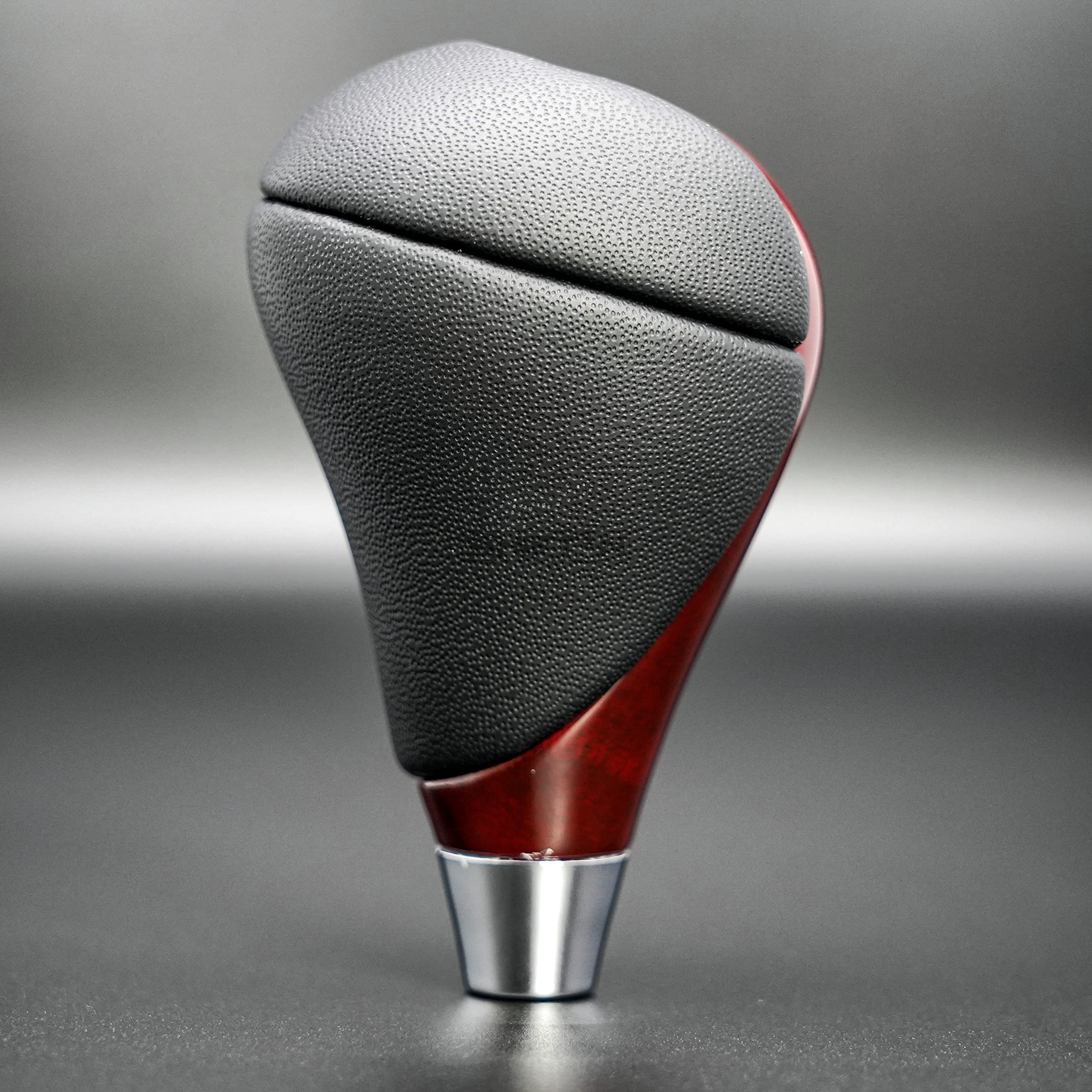 SHIFTIN Gear Shift Knob, Cherry Red, Walnut Wood, Leather for Lexus ES300h ES350 GS300 GS350 GS430 GS450h GS460 IS250 IS300 IS350 LS460 LS600h RX350 RX450h (Black Leather / Cherry Red Walnut)