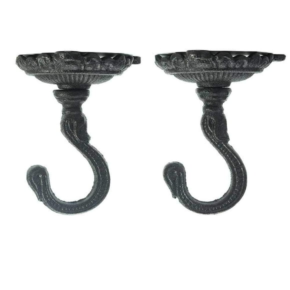 Sungmor Crochets de Plafond Robustes pour Suspendre des Plantes, 2 Pcs Crochets de Plafond en Fonte Noirs 3,5 X 3,9 Po de Grande Taille, Crochets à Guillotine Décoratifs Anciens pour Suspendre une Jardinière, Lustre, Carillon Éolien, Lanterne, Cintre