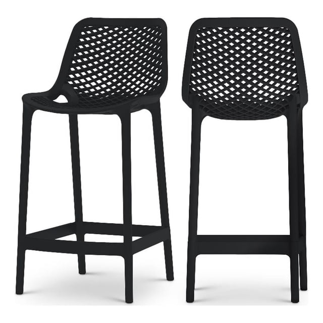 Meridian Furniture Tabouret de Patio Extérieur Noir Mykonos (Ensemble de 4)