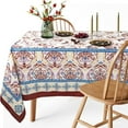 thumbnail image 1 of Arabesque Tablecloth,Blue Brick Red Floral PatternTable Cloth, French Country Tablecover for Rectangle Tables 60 x 84,Perfect for Kitchen Dinner, Restaurant ,Holiday Picnic Party Table Cover, 1 of 6