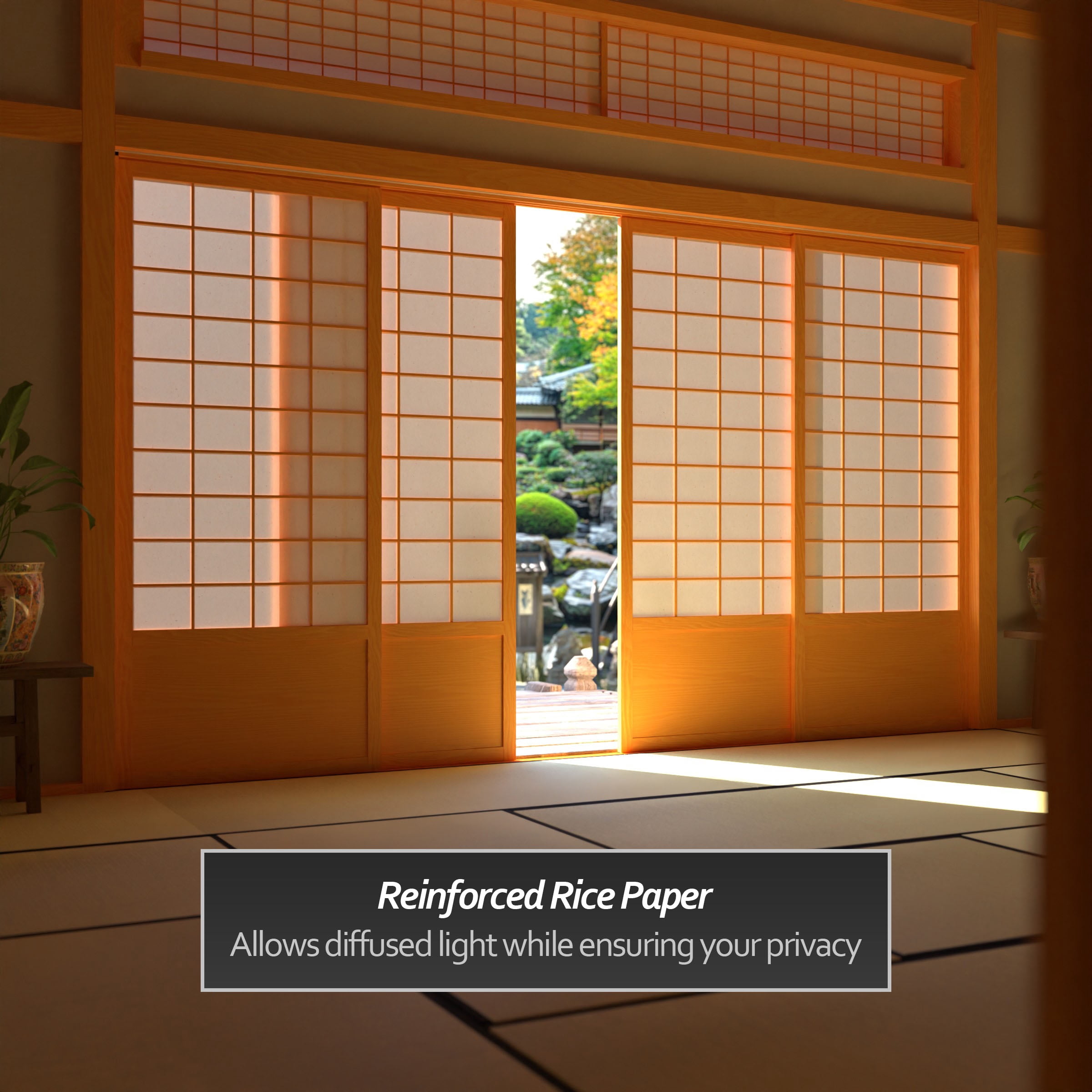 Red Lantern 7 ft. Tall Zen Shoji Sliding Door Kit (Double - Sided) - Honey