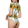 thumbnail image 2 of Balery Sunflowers (2) Body de cuello redondo de manga corta para mujer Tops de manga corta Tops básicos-Large, 2 of 7