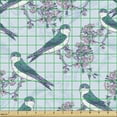 thumbnail image 2 of Ambesonne Birds and Nature Fabric by the Yard Upholstery, Japan Sakura Birds, 2 Yards, Dark Seafoam Pastel Pink, 2 of 5