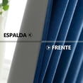 thumbnail image 3 of Lino Cortinas Blackout con Aislamiento Térmico, 100% Blackout y Ojal Superior Cortina para Recámara y Ventana de Sala, Capa Trasera de Revestimiento Gris, 2 Paneles, 132 x 213.3 cm, Azul, 3 of 13
