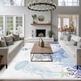 thumbnail image 3 of Purple Coastal Area Rugs 8'x10', Small Throw Rugs for Living Room Patio, Summer Ocean Coral Jellyfish Seahorse Starfish Indoor Outdoor Rug Non-Slip Low Pile Carpet Runner Reversible Floor Mats, 3 of 8