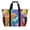 Colorful Feathers, variant on Reusable Grocery Bags with Handle Side Pocket Waterproof Shopping Portable Tote Fairy on Book with Coffee