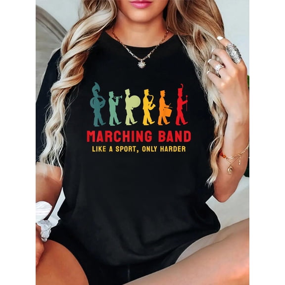 Cotton School Marching Band Definition T-Shirt Women's Graphic Tee Casual Tops