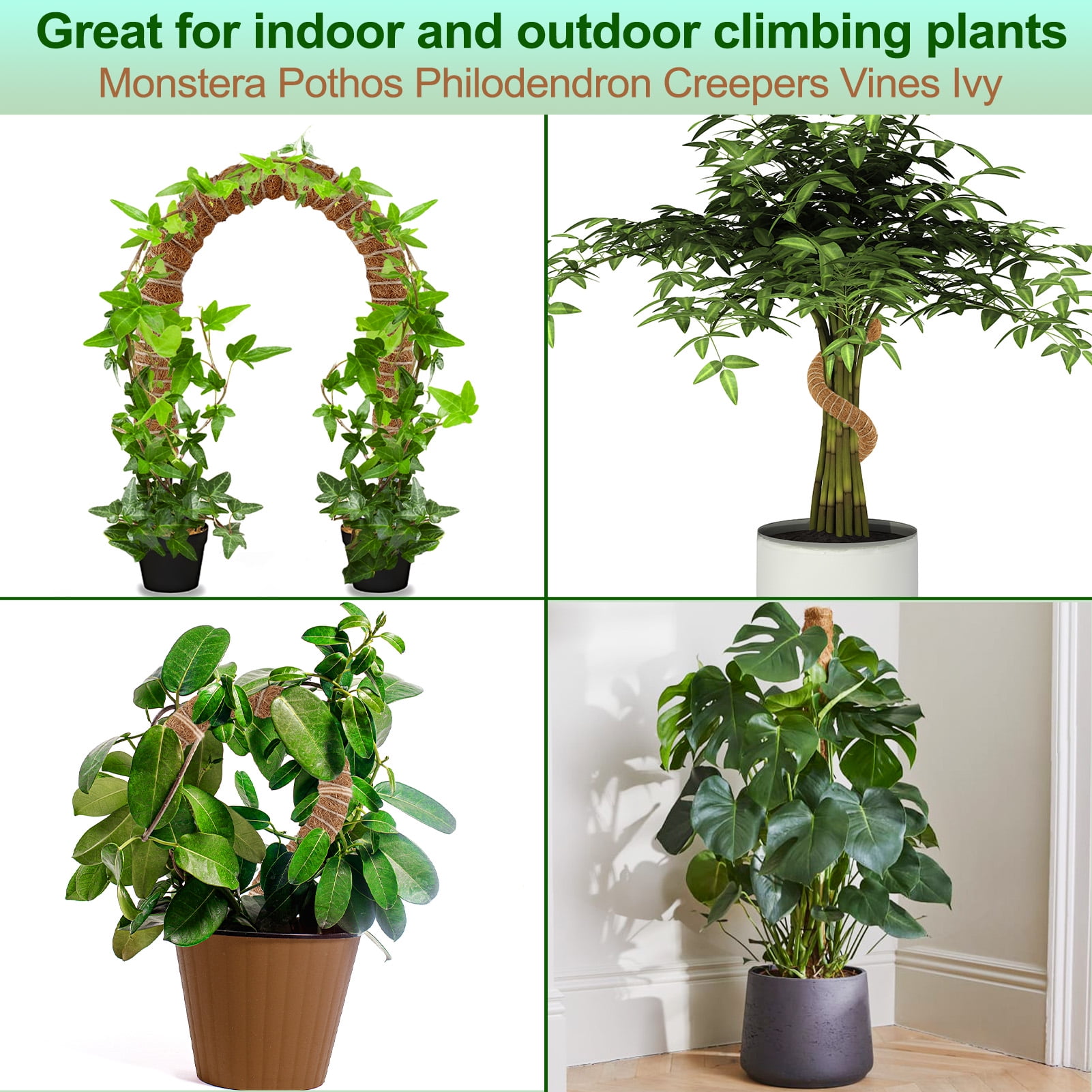 2 Pack 25 Inch Bendable Moss Pole for Indoor Plant Support