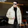 thumbnail image 4 of Chaqueta de plumón de invierno para hombre 2024, abrigo corto de rayas gruesas con sombrero desmontable, ropa de negocios informal, cálida, nueva chaqueta superior, 4 of 4