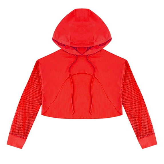 MSemis Kid Girls Sports Active Hooded Shirt Dance Crop Top