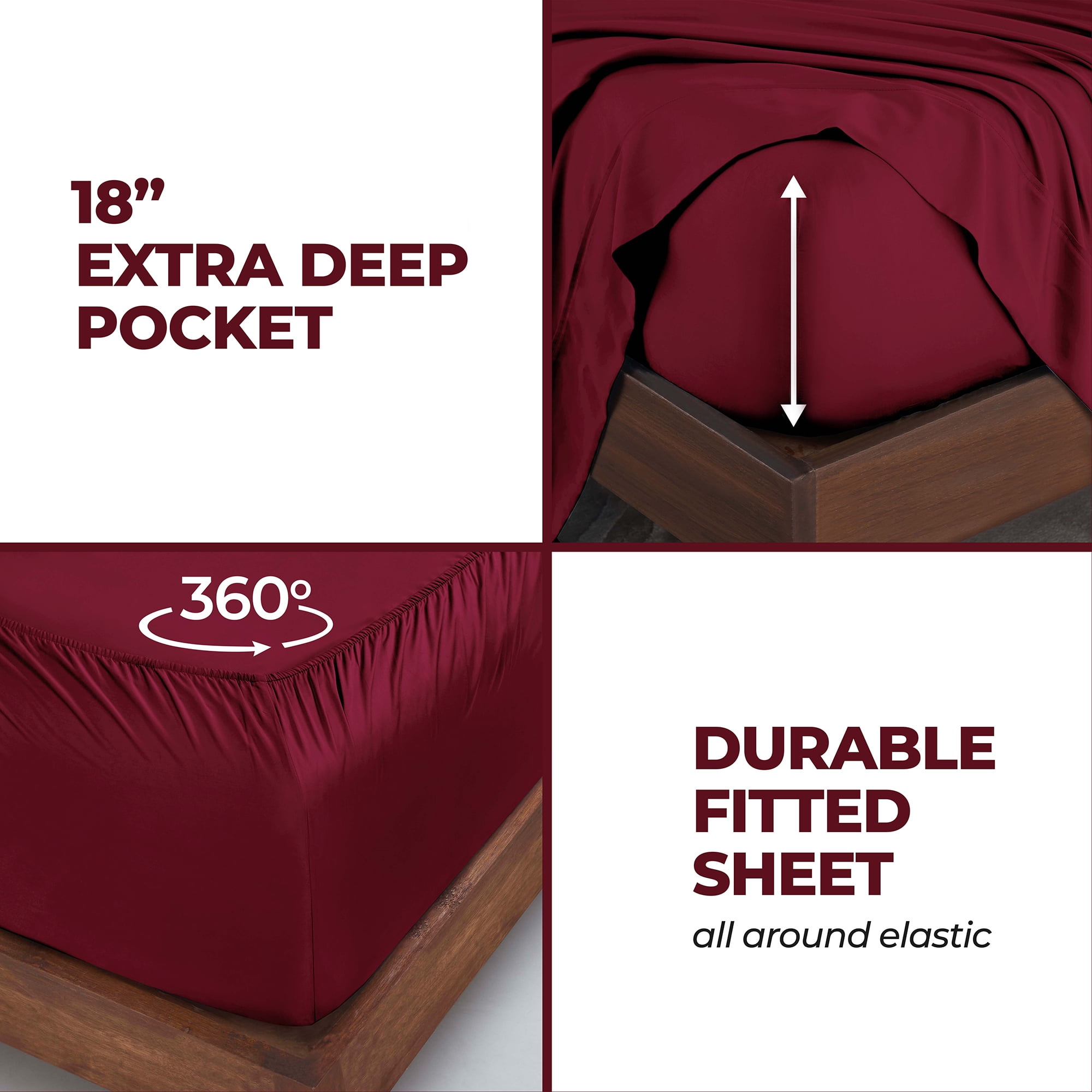 Superior Modal From Beechwood Lightweight Sheet Set, Full, Burgundy