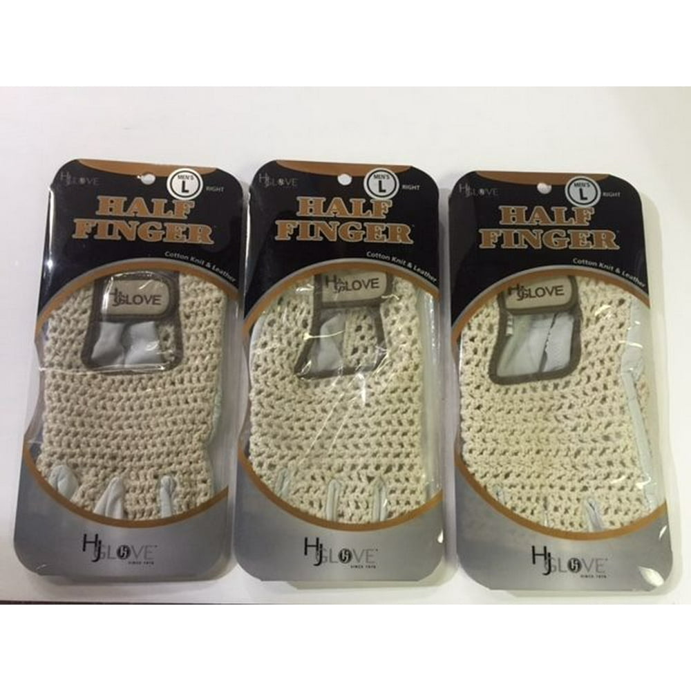 HJ Half Finger Golf Glove, MENS LARGE, fits on RIGHT HAND, 3Gloves