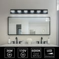 thumbnail image 4 of SEGMART LED Modern Bathroom Light Fixtures Vanity Lights, 6-Lights Acrylic Matte Black Bathroom Vanity Light Over Mirror, Industrial Indoor Wall Mount Lamp for Kitchen Living Room Workshop Cafe, 4 of 9