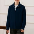 thumbnail image 2 of AINIYS Kids and Boys Full Zip Knit Cardigan Lapel Sweater Kids Classic Soft Lightweight Solid Knit Sweater Dark Blue 7 Years, 2 of 9