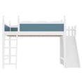 thumbnail image 5 of Leumius Queen Loft Bed Frame with Storage Shelves and Wardrobe, Solid Wood Loft Bed with Detachable Slide and Ladders for Kids Teens Adults Blue and White, 5 of 9