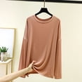 thumbnail image 3 of Lenpel Womens Plus Size T Shirts Crew Neck Loose Fit Long Sleeve Tops Soft Stretch Casual House Loungewear Fashion Fall Outfits, 3 of 5