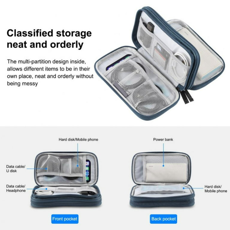 Alameda Electronic Organizer Waterproof Compact Travel Cable Organizer Bag  for Cable Storage, Hard Drives, Cord, Charger, USB, SD Card