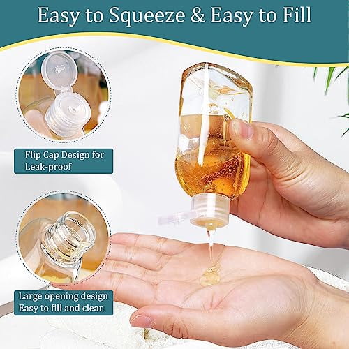 Leakproof Squeeze Bottles Travel Kit - 4pc 3.4 oz TSA Approved for Shampoo, Conditioner and Toiletries