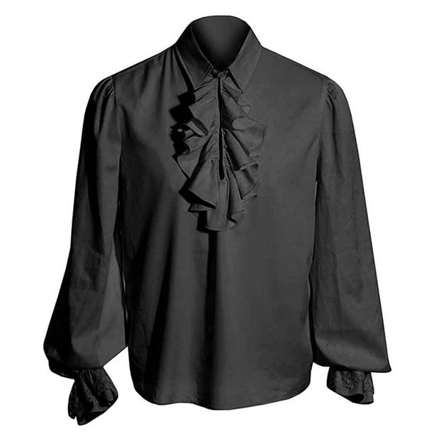 Camisa pirata con volantes para hombre, estilo victoriano, renacentista, steampunk, vampiro, poeta, disfraz gótico medieval