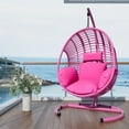 thumbnail image 6 of Oversized Hanging Egg Chair Outdoor Indoor, Wicker Swing Egg Chair with Stand  Rain Cover UV Resistant Cushion 400lbs Capacity for Bedroom, Patio, Garden and Balcony (Pink-Regular), 6 of 16