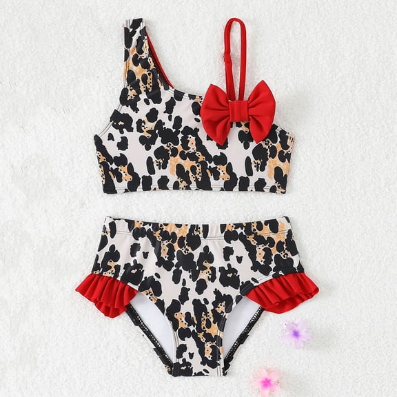 HOWPAY Girls Swimsuit Summer Floral Print Sleeveless Tankini High Waist Bikini Bottoms Bathing Suit Beach Vacation 2 Piece Swimwear Multicolour