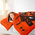 thumbnail image 4 of Homewish Football Game Gaming Queen Comforter Set,Rugby Sport Theme Bedding Sets,Orange Helmet Bedding Comforter Set For Teens,Luxury Bedroom Decor Reversible,3pcs, 4 of 8