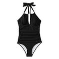 thumbnail image 6 of Inadays Slimming One Piece Bathing Suit for Women Slimming Halter Swimsuits Tummy Control Monikini Sexy Swimwear for Big Busted Curvy Woman, Black, XL, 6 of 8