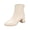 Beige, variant on Women's Square Toe Block Heel Ankle Boots,Back Zip Stretch Shaft Sleek Dressy Casual Booties
